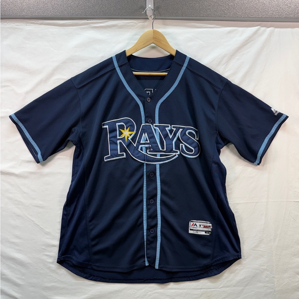 Tampa Bay Rays MLB Majestic Authentic Jersey Navy Blue